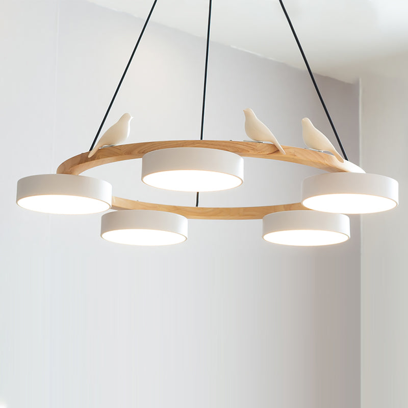 Rund Fugl Lysekrone med Naturinspireret Design lampe Tech Butik 5 Hoveder ∅ 72 cm x H 14 cm Hvid Varmt Lys