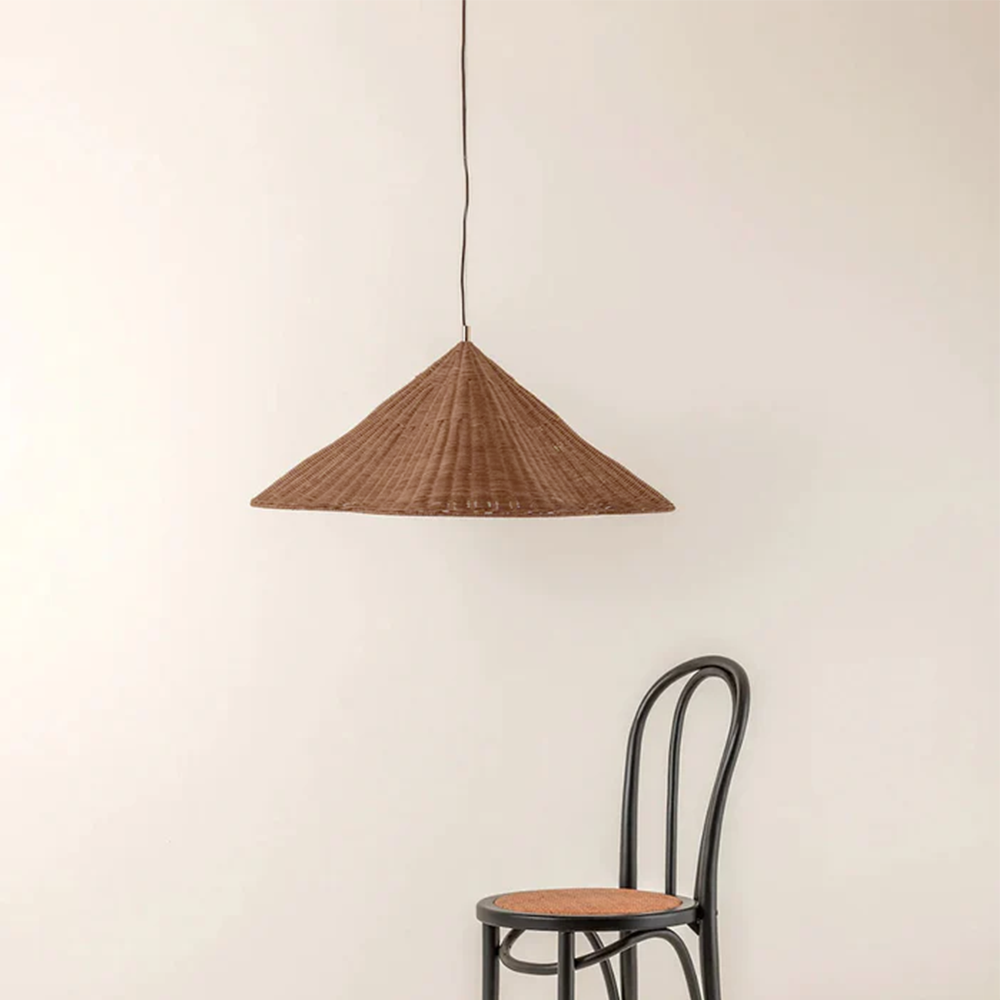 Hængelampe i Rustikt Flettet Rattan – Loftlampe Belysning Tech Butik