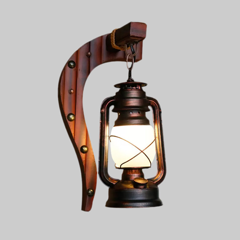 Rustik Opalglas Væglampe – Antik Kobber Sconce med Petroleum-Style Design Væglamper Tech Butik