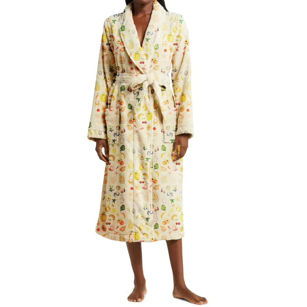 Blomsterprint Kvinders Morgenkåbe – Blød Flannel Badekåbe med Sjalskrave Women's Robes Tech Butik