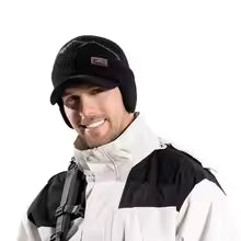 Strikket hue med øreklapper og skygge – Varm og Komfortabel til Vinterbrug Winter Hats Tech Butik