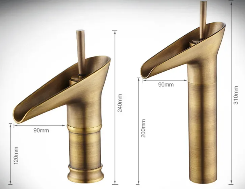 Vandfald Antik Vandhane – Elegant Messing Håndvaskblander Tech Butik