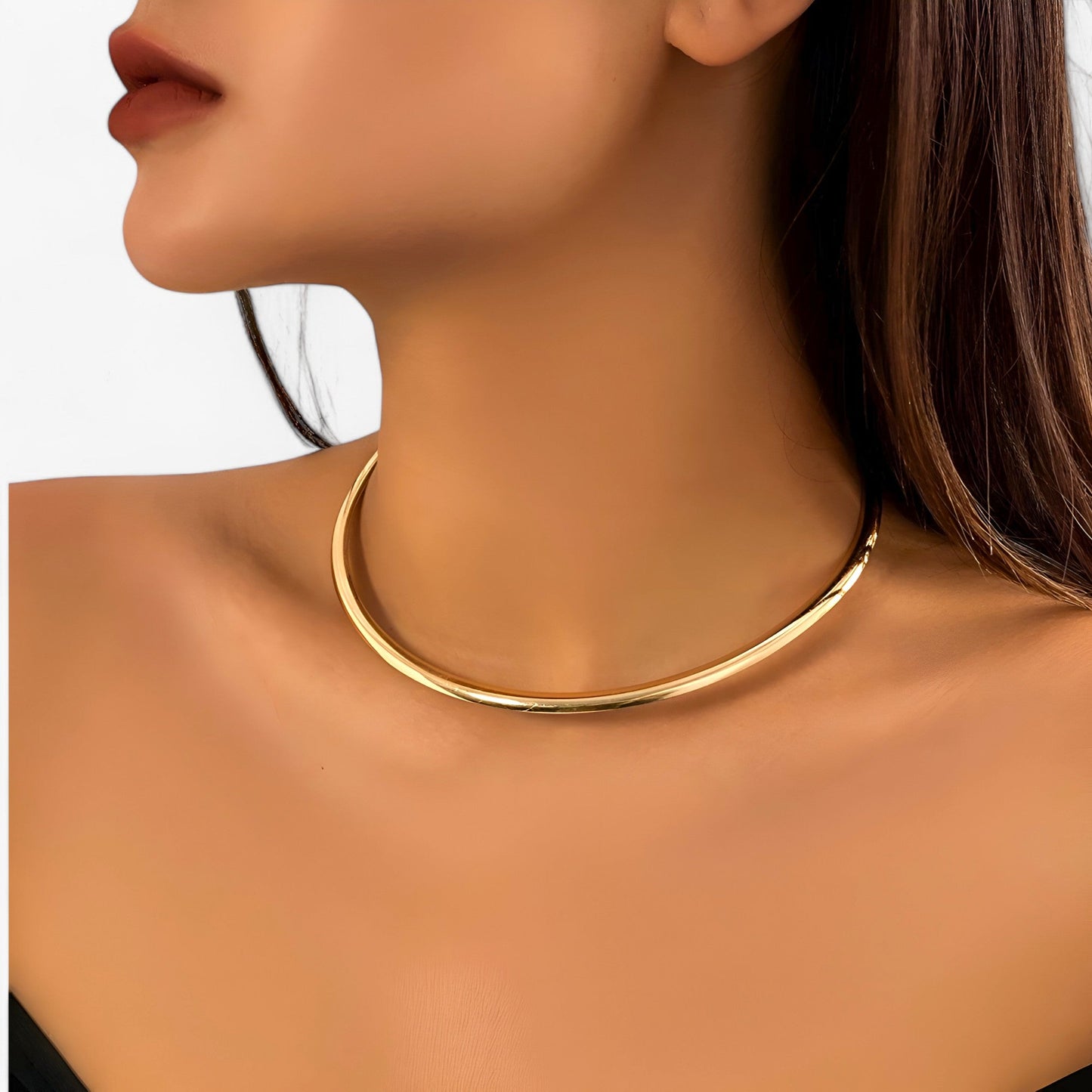 Minimalistisk Guld Choker Halskæde – Elegant Enkelt-Bånd Design til Hverdagsstil Jewelry Tech Butik