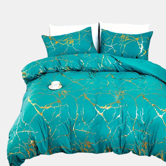 Sengetøj i marmor-design – elegant og behageligt til soveværelset Dynebetræk Tech Butik Grøn 1 dynebetræk 135x200cm + 1 pudebetræk