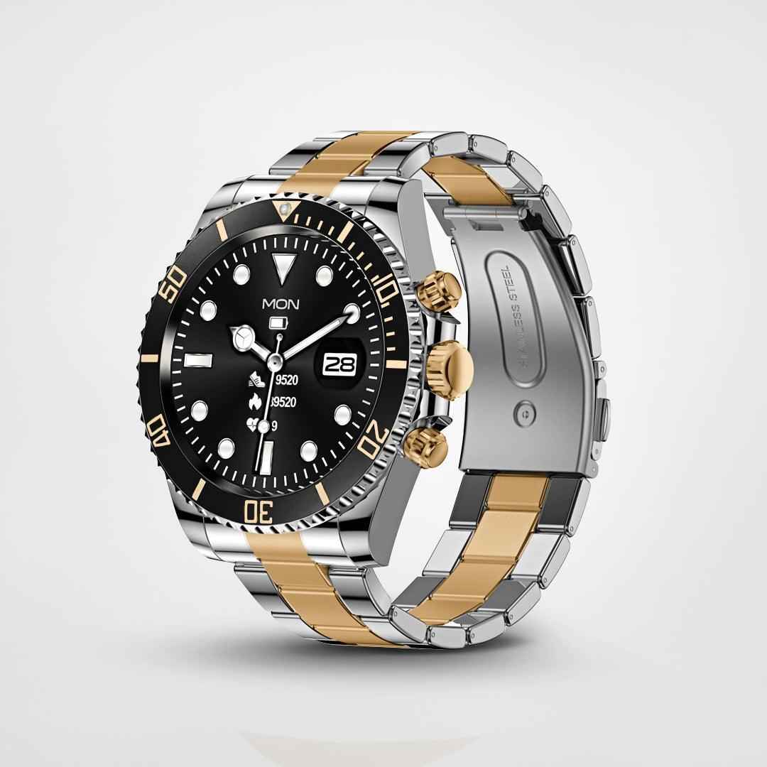 Alt-i-Én Smartwatch – Sundhed, Fitness og Stil Smartwatches Tech Butik Sort/Guld