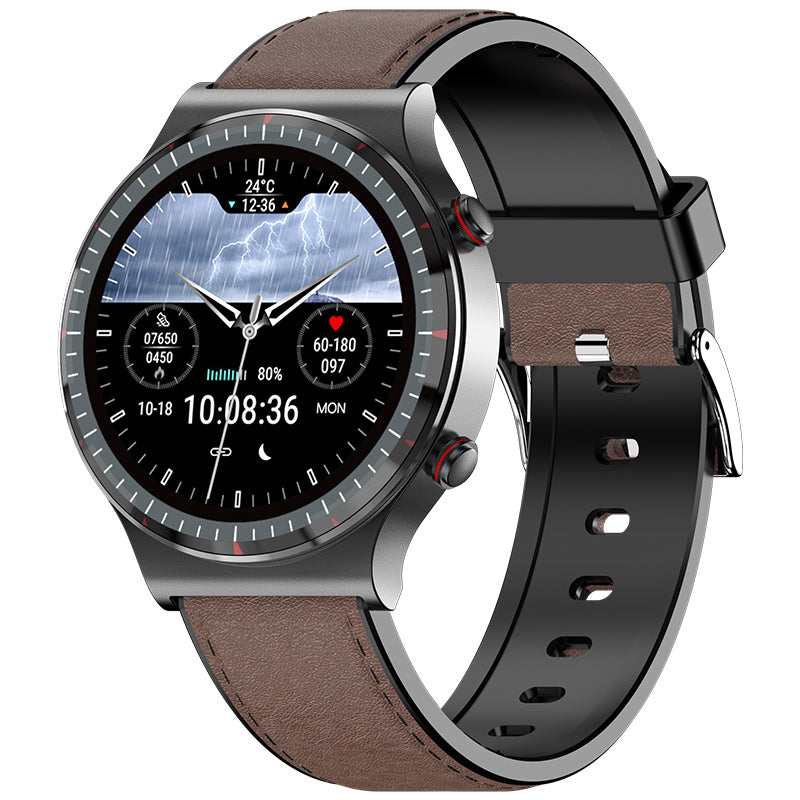 Alt-i-Én Sundheds-Smartwatch – ECG, Puls & SpO₂ Overvågning Bærbar teknologi Tech Butik Klassisk Sort Brun
