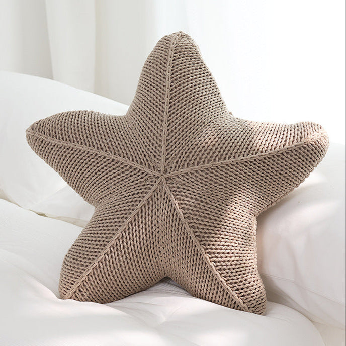 Caspian Starfish Strikket Pude – Kystcharme Dekorative puder Tech Butik Beige