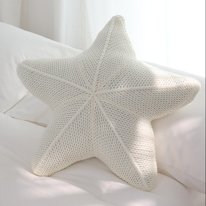 Caspian Starfish Strikket Pude – Kystcharme Dekorative puder Tech Butik Hvid