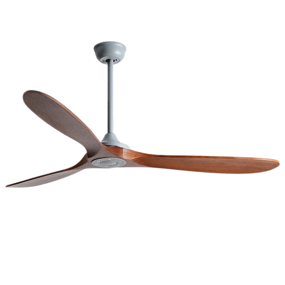 EcoLuxe Loftventilator med Trælook-Blade, LED Lys & Fjernbetjening Loftventilatorer Tech Butik Grå 106cm
