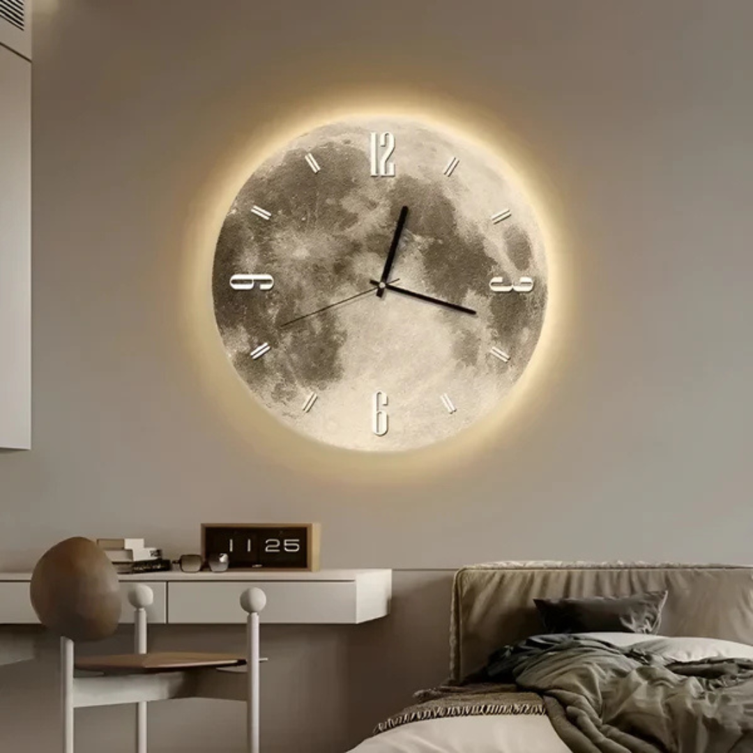 Stort dekorativt Moon Design vægur Ure Tech Butik