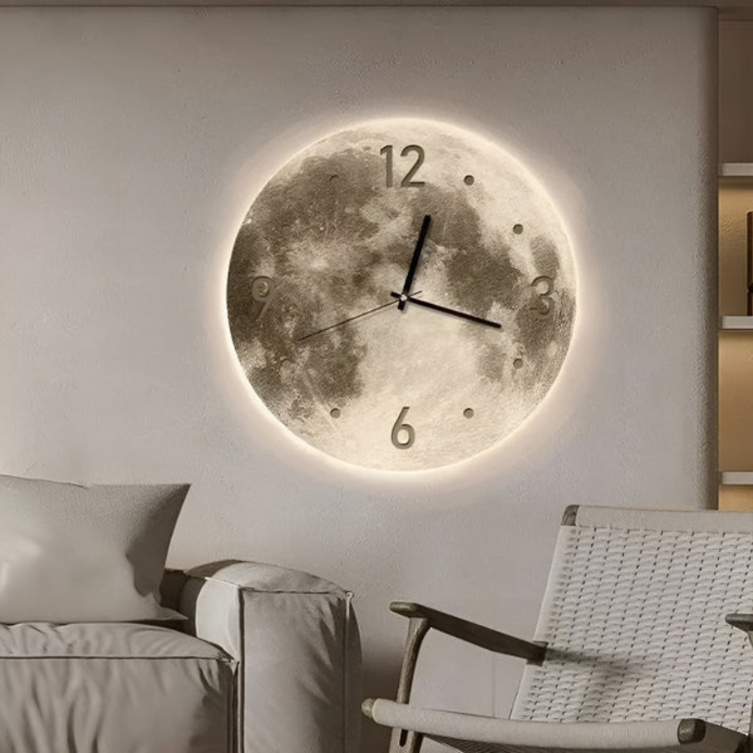 Stort dekorativt Moon Design vægur Ure Tech Butik B
