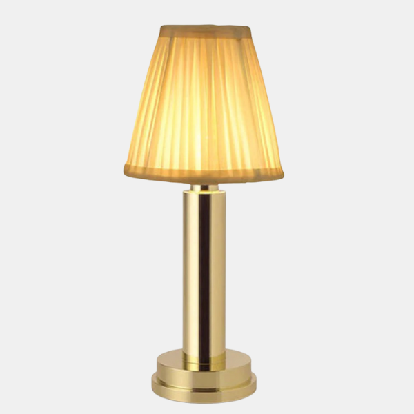 Trådløs Bordlampe med Dæmpbar Touch Kontrol og Stofskærm Elegant Ledningsfri Belysning til Ethvert Rum Belysning Tech Butik Guld