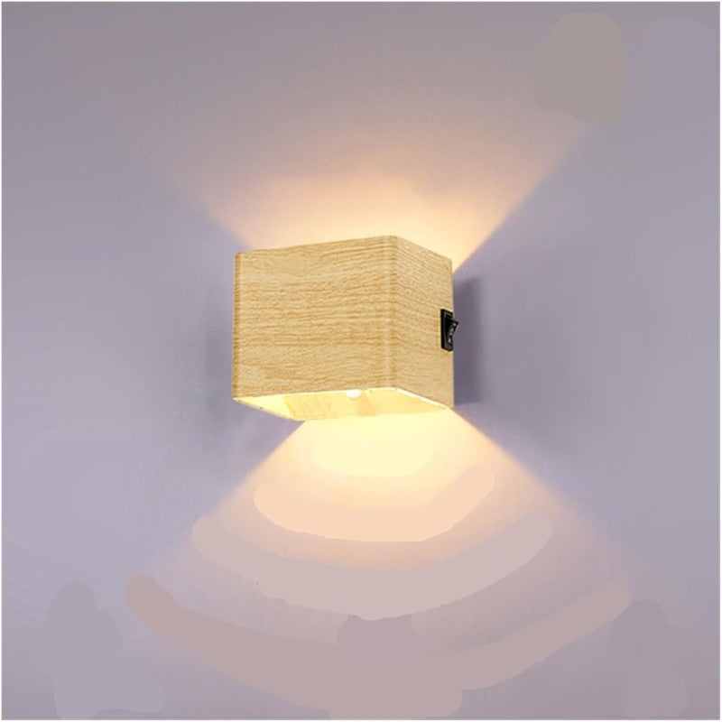 Trådløs Væglampe med Justerbar Dobbeltstråle Lamp Tech Butik Træstil