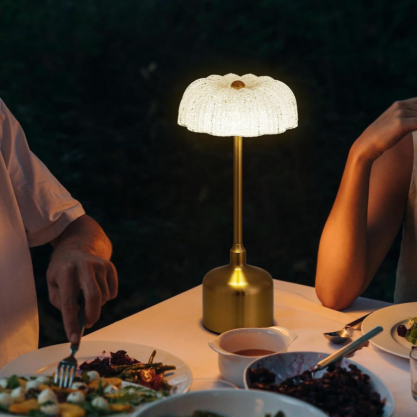 Trådløs bordlampe i krystalblomsterdesign med berøringsdæmpning og elegant stemningsglød Belysning Tech Butik