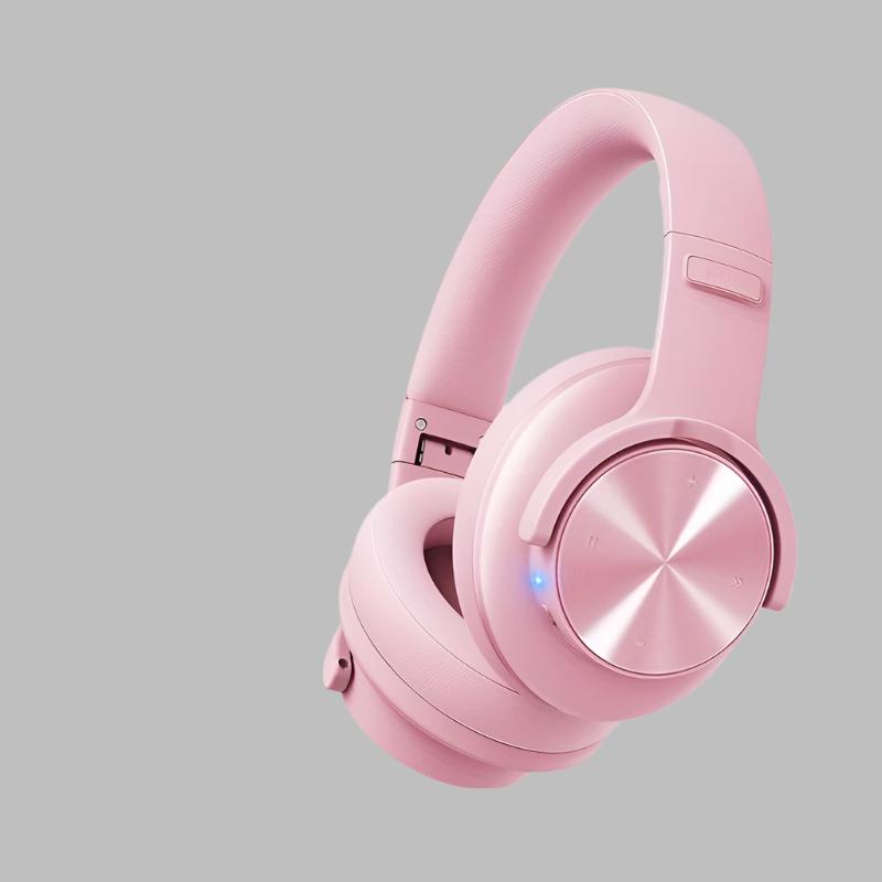 Trådløse Sammenklappelige Hovedtelefoner med Dyb Bas og Klare Opkald Hovedtelefoner Tech Butik Lyserød