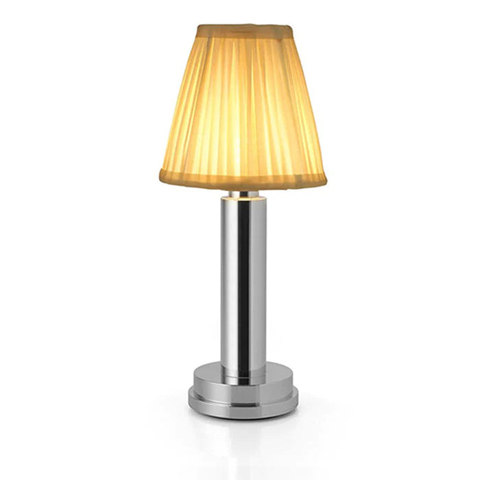 Trådløs Bordlampe med Dæmpbar Touch Kontrol og Stofskærm Elegant Ledningsfri Belysning til Ethvert Rum Belysning Tech Butik Sølv