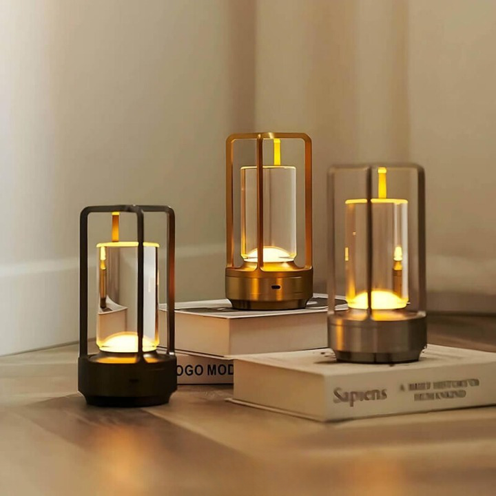Trådløs bordlampe i krystalglas med touch dæmpning og bærbar elegance til indendørs og udendørs brug Belysning Tech Butik
