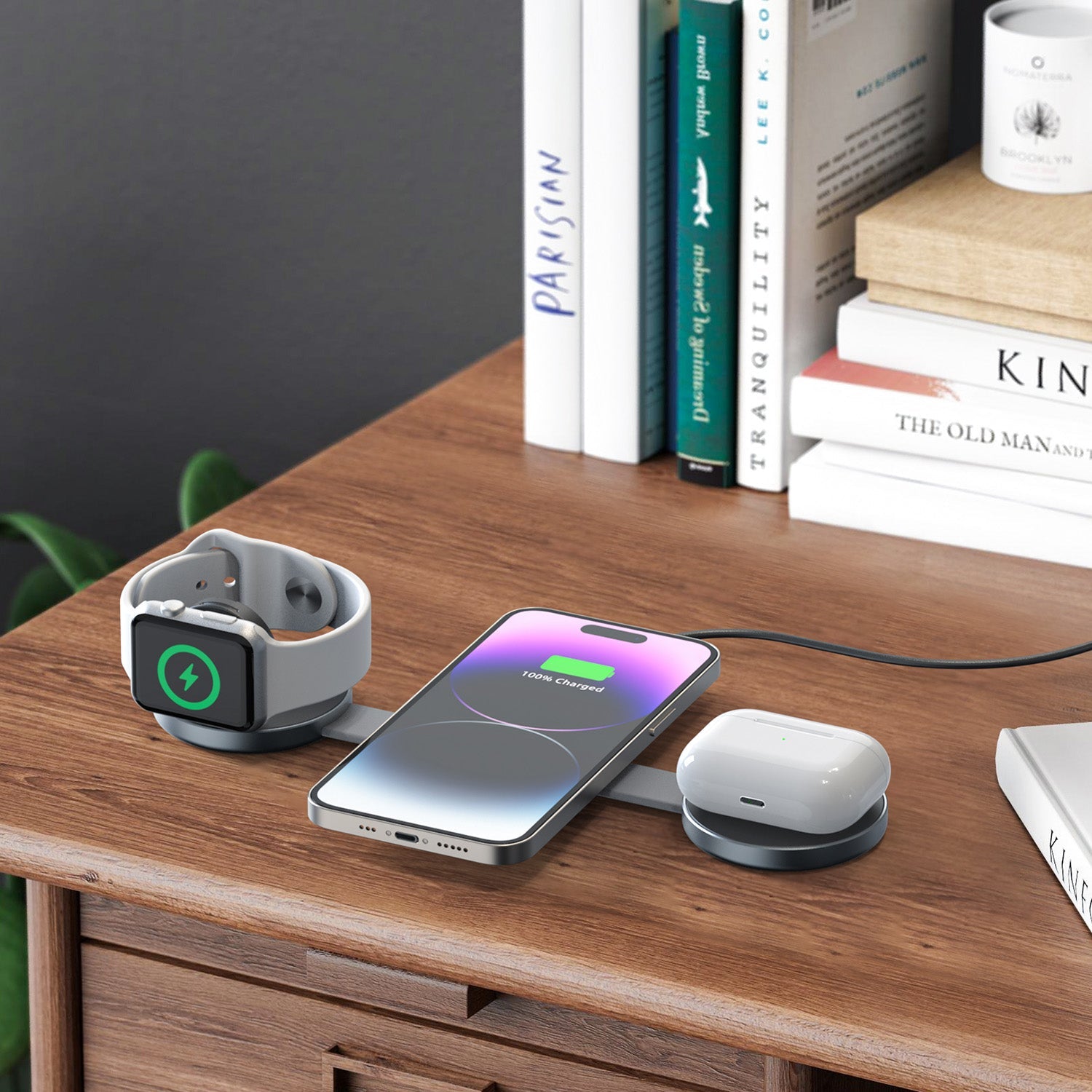 3-i-1 Bærbar Magnetisk Trådløs Oplader – Hurtigoplader med magnetisk design Mobiltilbehør Tech Butik