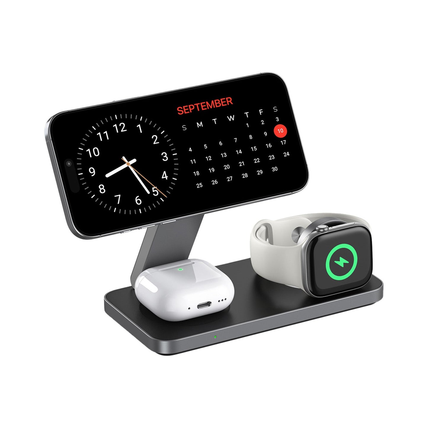 3-i-1 Trådløs Opladningsstation til iPhone, AirPods og Apple Watch – Kompakt design Mobiltelefontilbehør Tech Butik