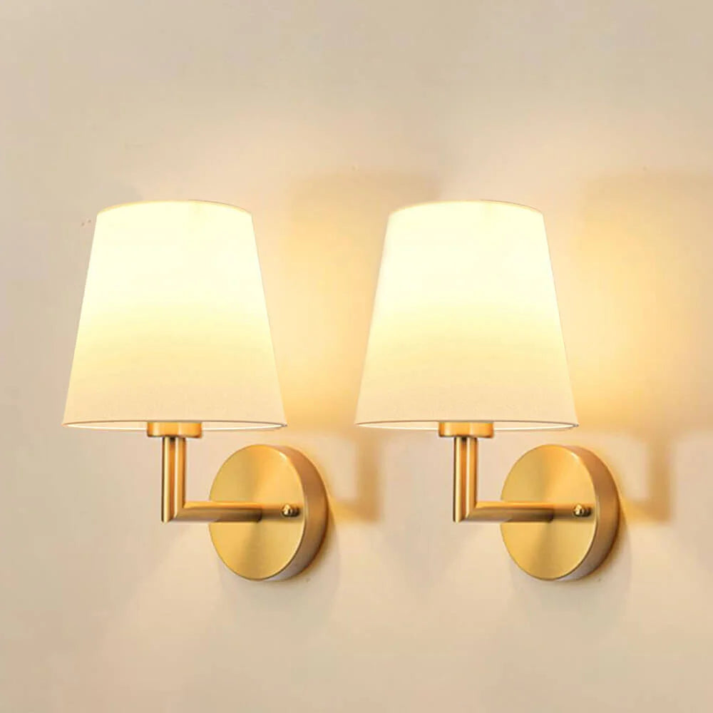 Trådløs Væglampe i Stof - Justerbar Belysning til Stue og Soveværelse Væglampe Tech Butik Beige Guld Stangbaseret