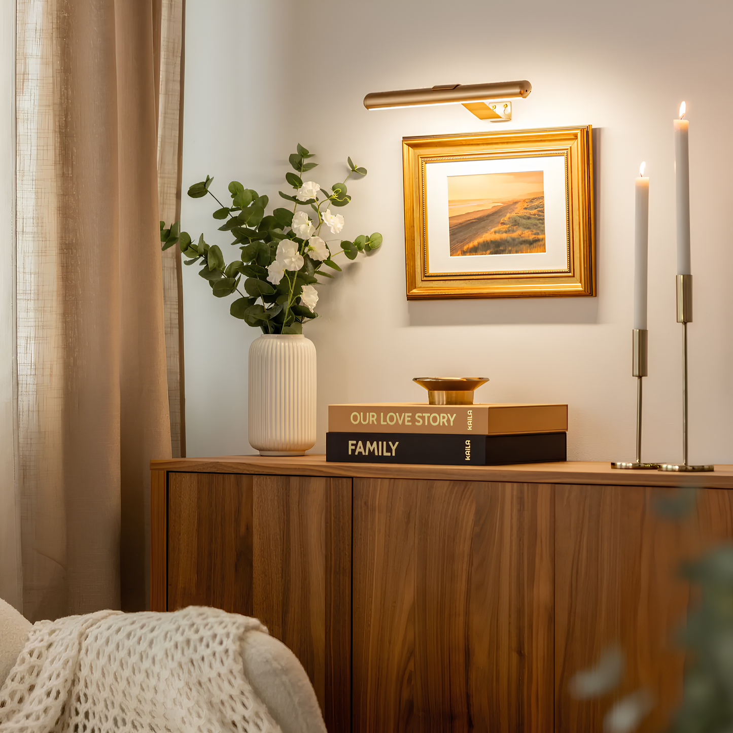 Trådløs Væglampe til Kunst – Oplys dine mesterværker med ubesværet elegance Belysning Tech Butik Guld 30cm (11.8in)