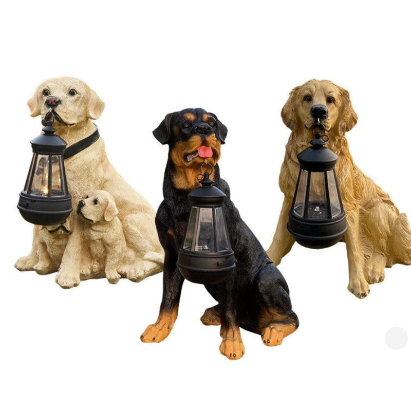 Udendørs solcelle-hundefigur med led-lys i haven Dekoration Tech Butik