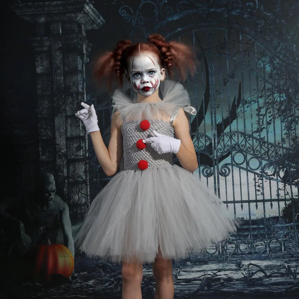 Uhyggelig Klovnekjole med Tyl – Skræmmende & Legende Halloween Kostume til Piger Kostumer og tilbehør Tech Butik