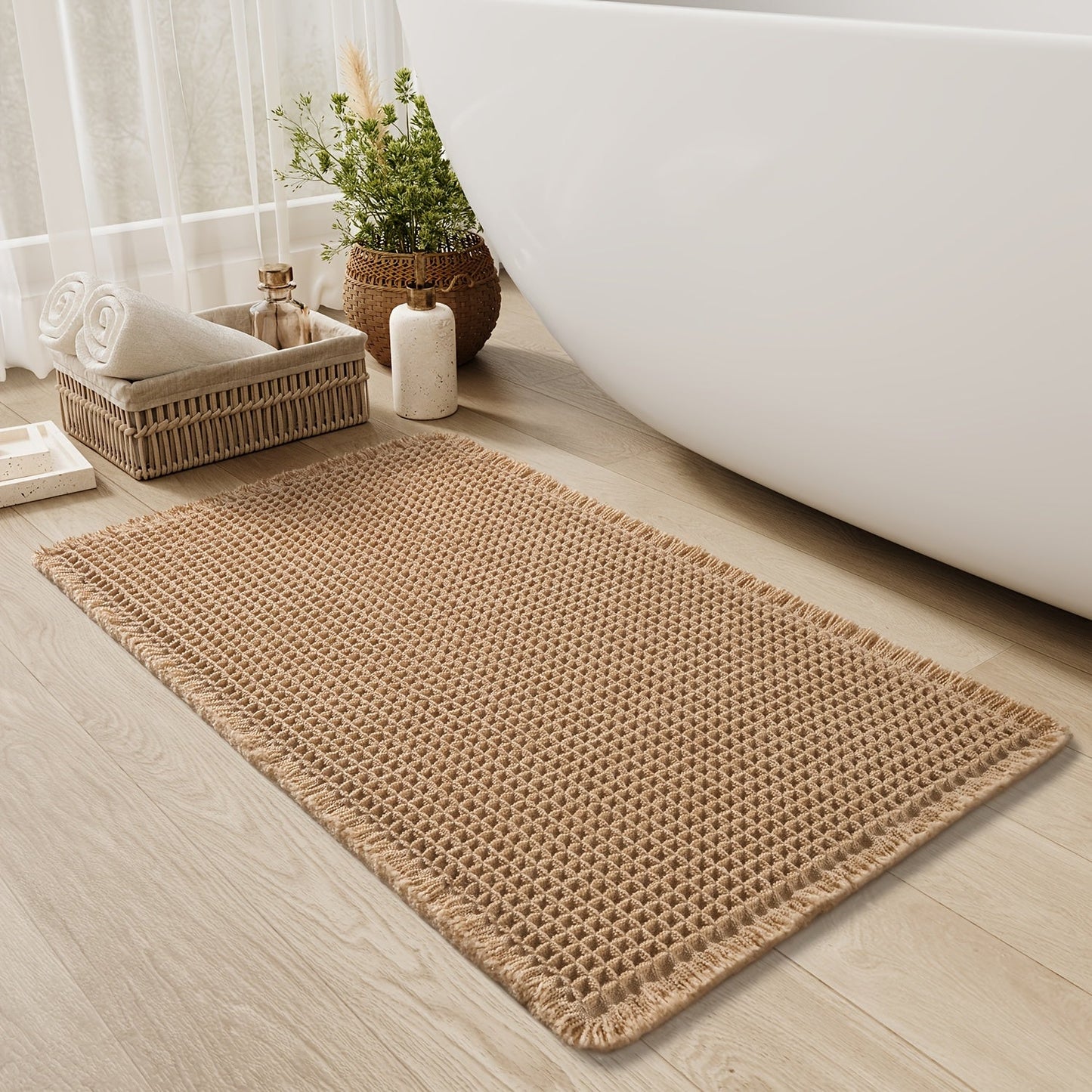 Ultra-absorberende Badmat Med Antislip Og Stilfulde Detaljer Bademåtte Tech Butik 43*61cm Brun