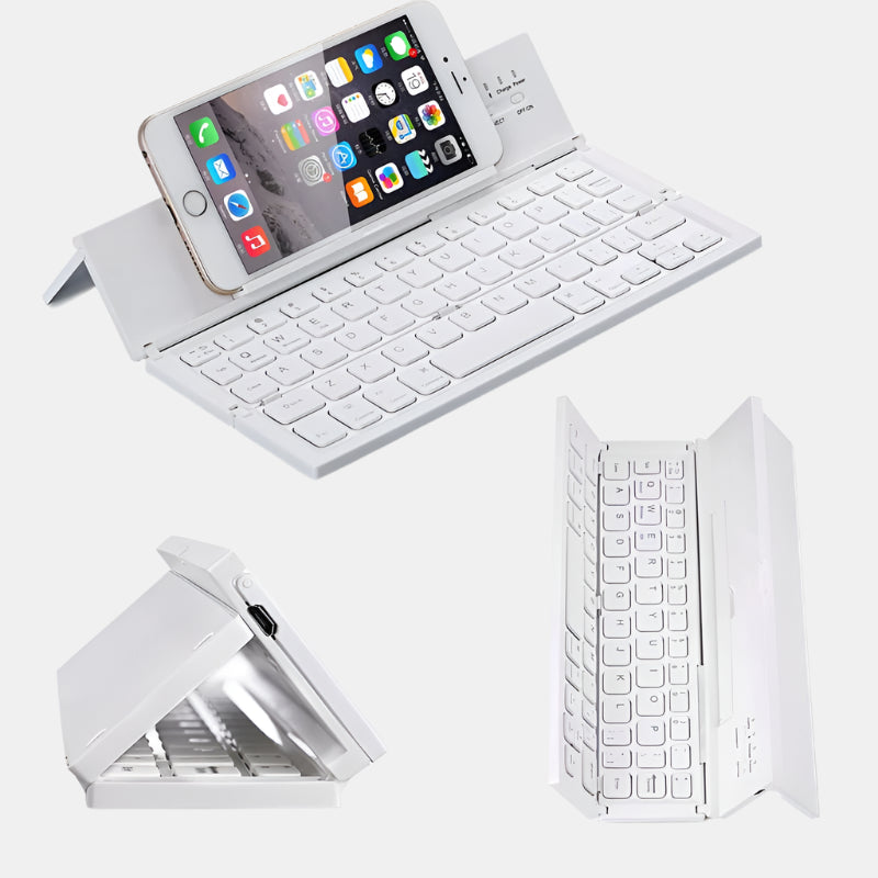 Ultra-kompakt foldbar Bluetooth-tastatur til telefoner og tablets Gadgets Tech Butik Hvid