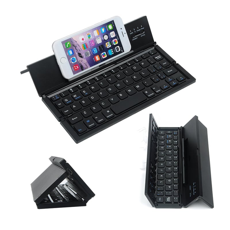 Ultra-kompakt foldbar Bluetooth-tastatur til telefoner og tablets Gadgets Tech Butik Sort