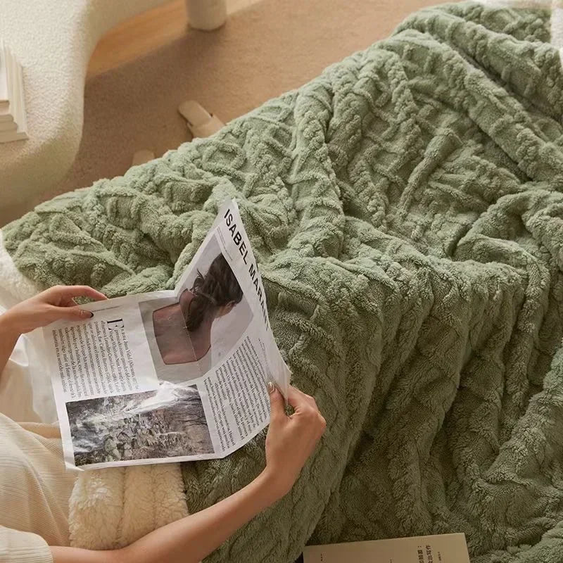 Ultrablødt Lammeuldsplaid – Hyggelig Vintervarme Tæpper & Plaider Tech Butik Grøn 70x100cm