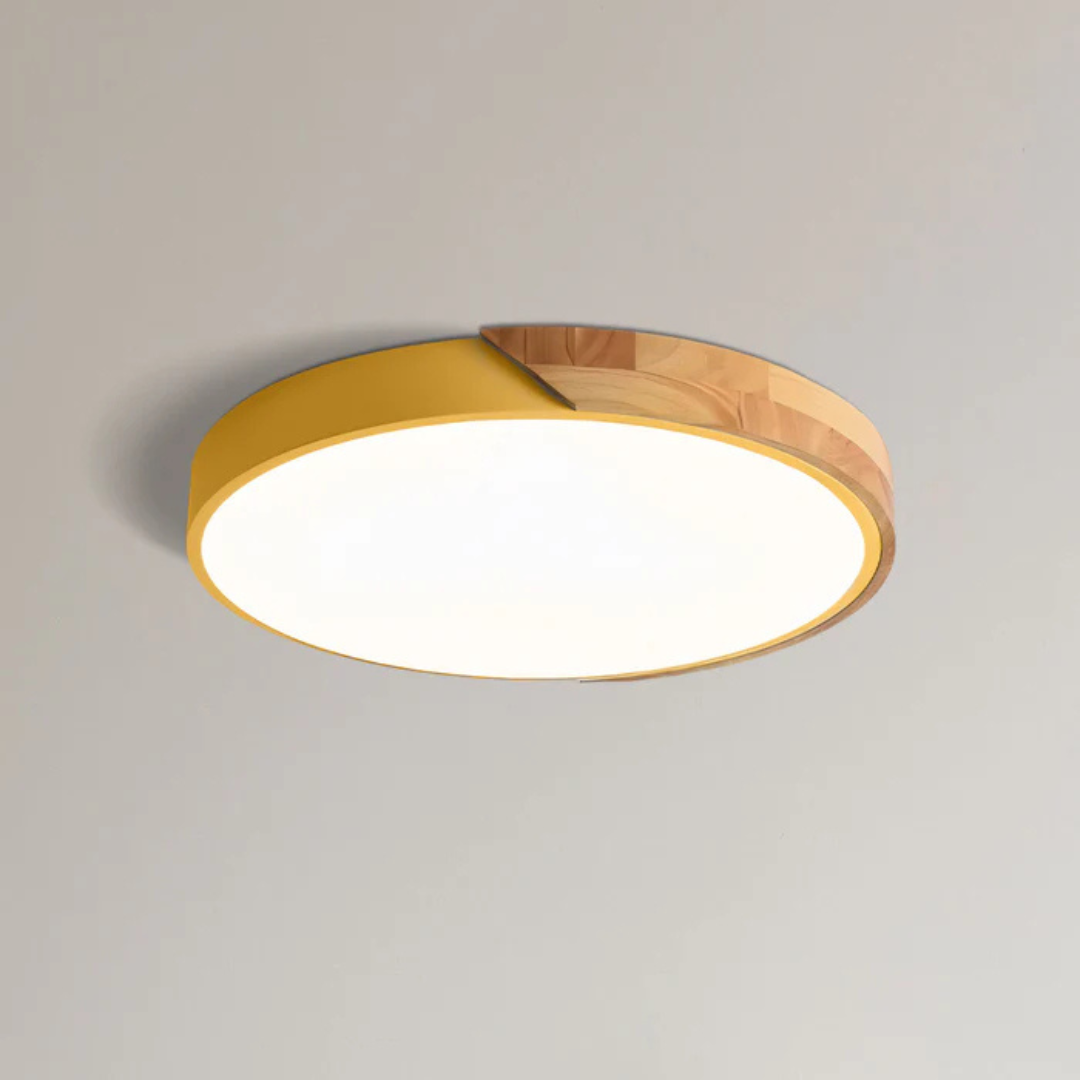 Unik stil træ LED-loftslampe Loftlamper Tech Butik Gul Dia 23cm Med træ