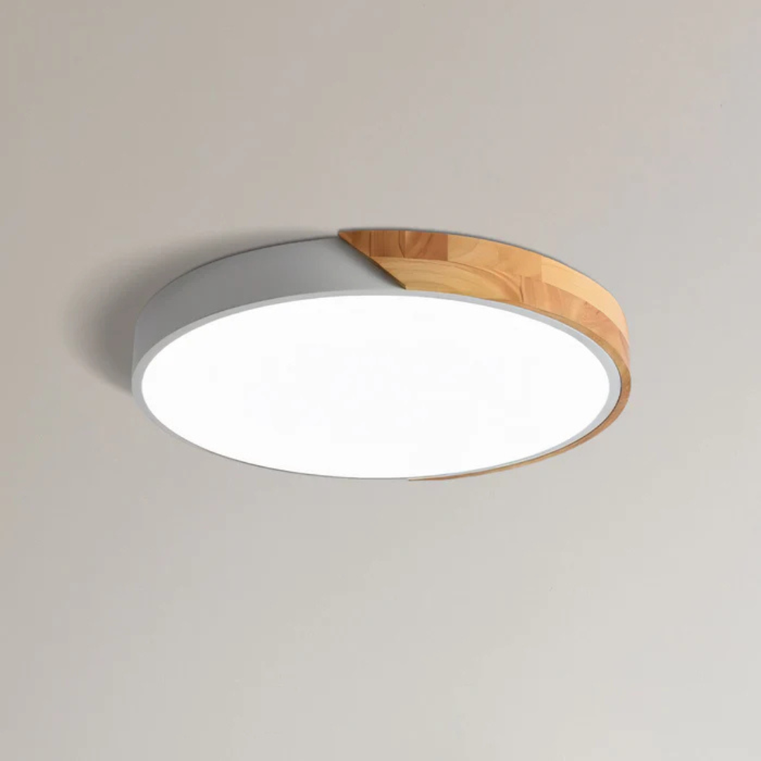 Unik stil træ LED-loftslampe Loftlamper Tech Butik Hvid Dia 23cm Med træ