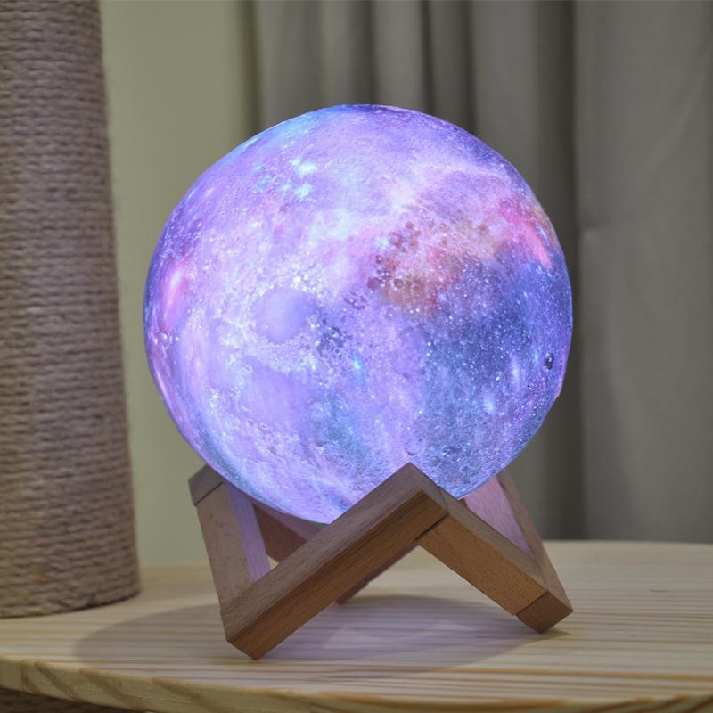 3D Månelampe med Justerbart Lys og Galaksefarver Lamp Tech Butik