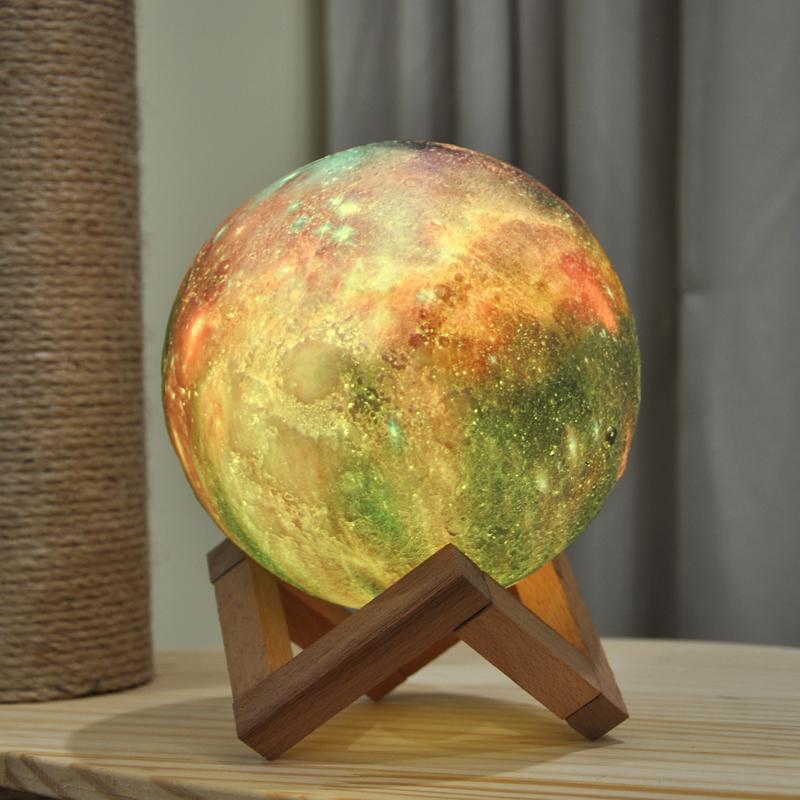 3D Månelampe med Justerbart Lys og Galaksefarver Lamp Tech Butik