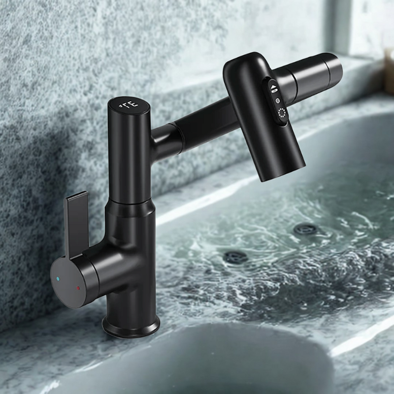 360° Drejelig Køkkenhane – Fleksibelt Design med Temperaturdisplay Faucet Tech Butik Velvet Sort