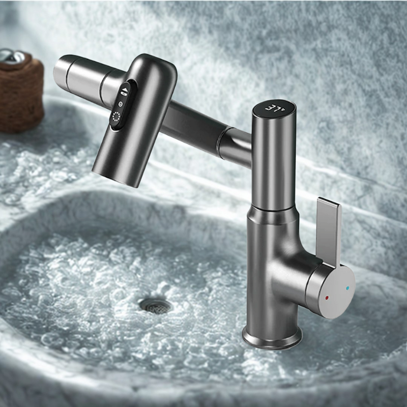 360° Drejelig Køkkenhane – Fleksibelt Design med Temperaturdisplay Faucet Tech Butik