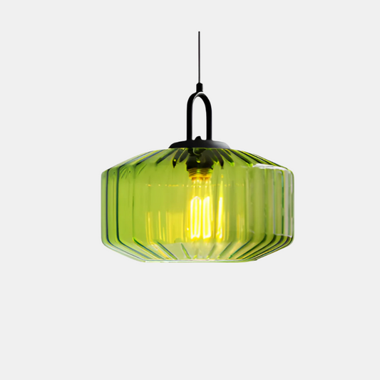 Elegant Pendellampe Retro Glaselegance i Varme Toner Belysning Tech Butik Grøn