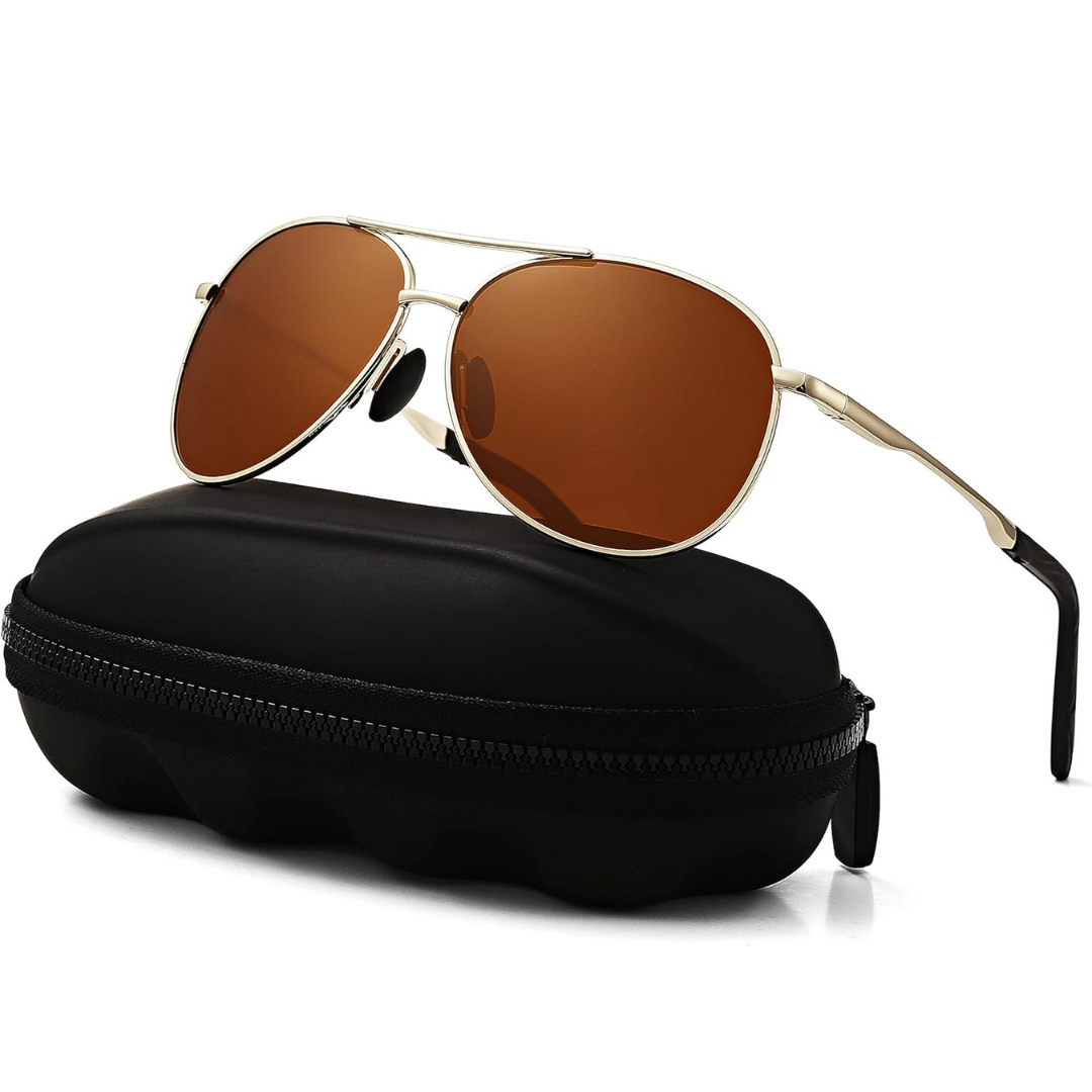 Premium Polariserede Aviator Solbriller – Stil møder beskyttelse Tech Butik Guldramme - Sort linse
