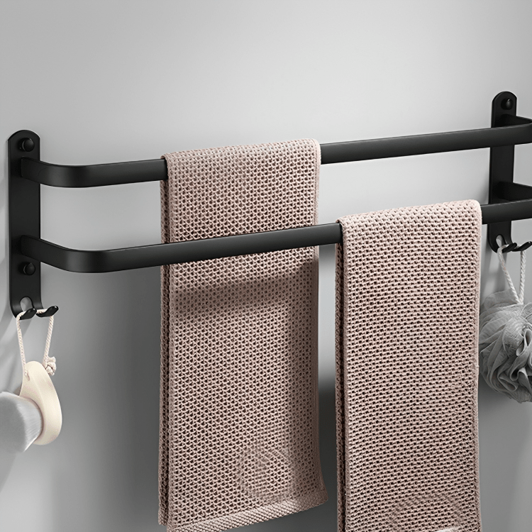 Væghængt Badeværelseshåndklædeholder med Flere Niveauer og Krog Stativ Tech Butik 2 Bar 60 Cm