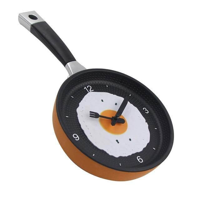 Vægur med Stegepande-Inspiration til Køkkenet Ure Tech Butik Orange