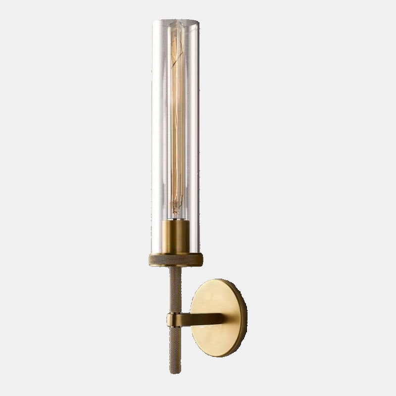 Moderne Opadstående Glas Væglampe til Elegante Interiører Væglampe Tech Butik Lakeret Bruneret Messing