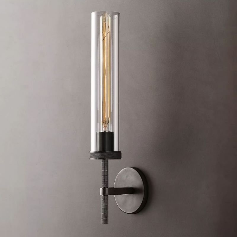 Moderne Opadstående Glas Væglampe til Elegante Interiører Væglampe Tech Butik Matte Sort
