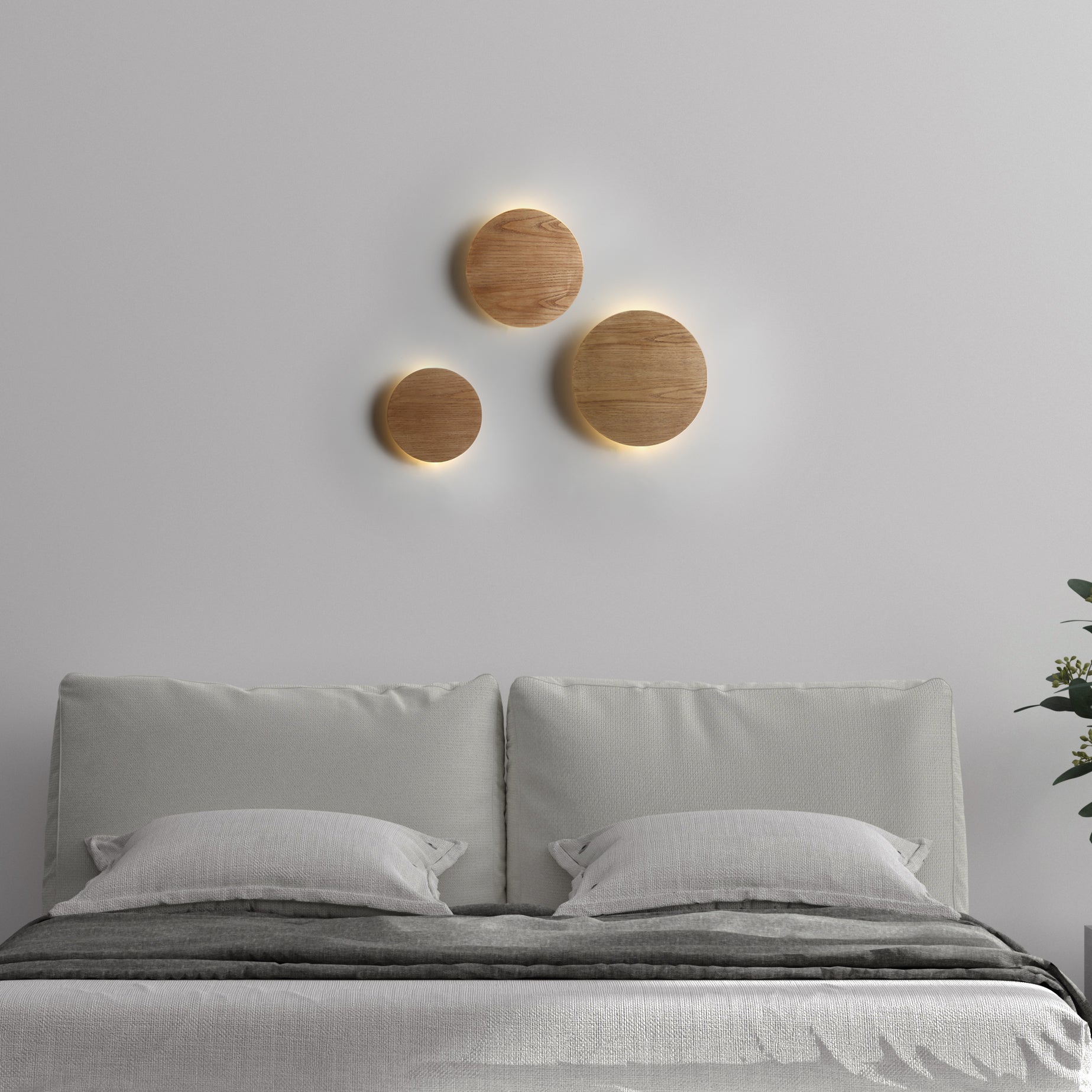 Træ Væglampe med Rundt Design – Varm, Naturlig Elegance Væglamper Tech Butik