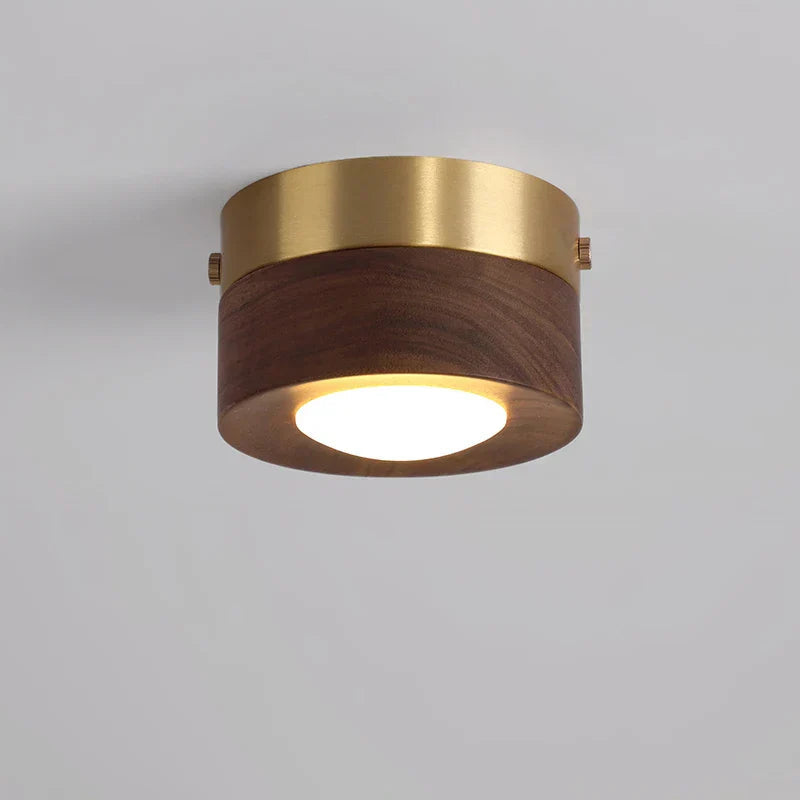 Valnød Plafondlampe med LED Belysning Loftslampe Tech Butik Valnøddetræ B Varm lys