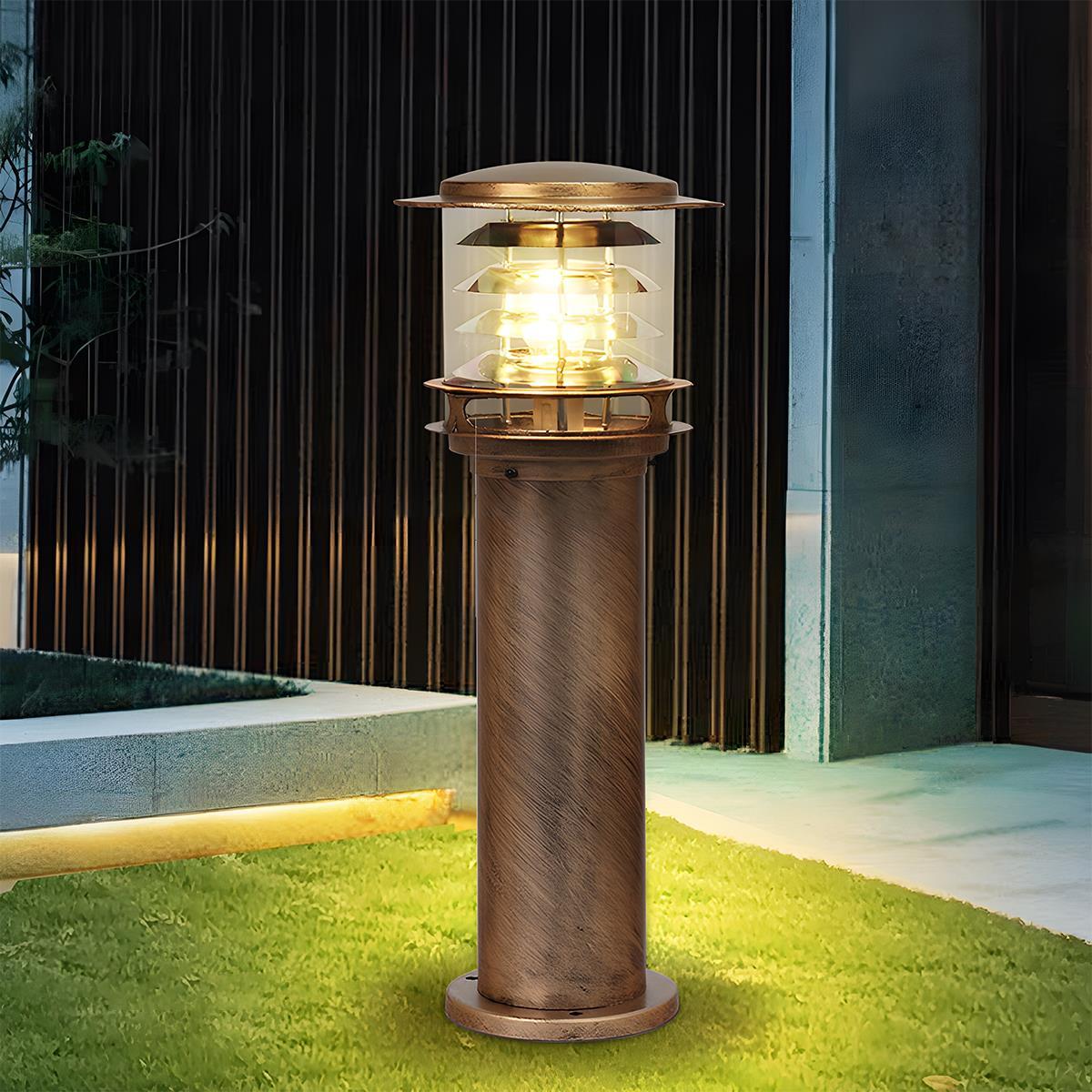 Vandtæt cylinderformet LED udendørslampe til have og terrasse Græsplænelampe Tech Butik Bronze Hardwired 23 cm L x 60 cm H