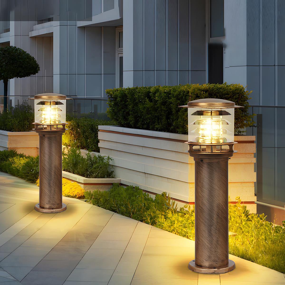 Vandtæt cylinderformet LED udendørslampe til have og terrasse Græsplænelampe Tech Butik Bronze Hardwired 23 cm L x 80 cm H