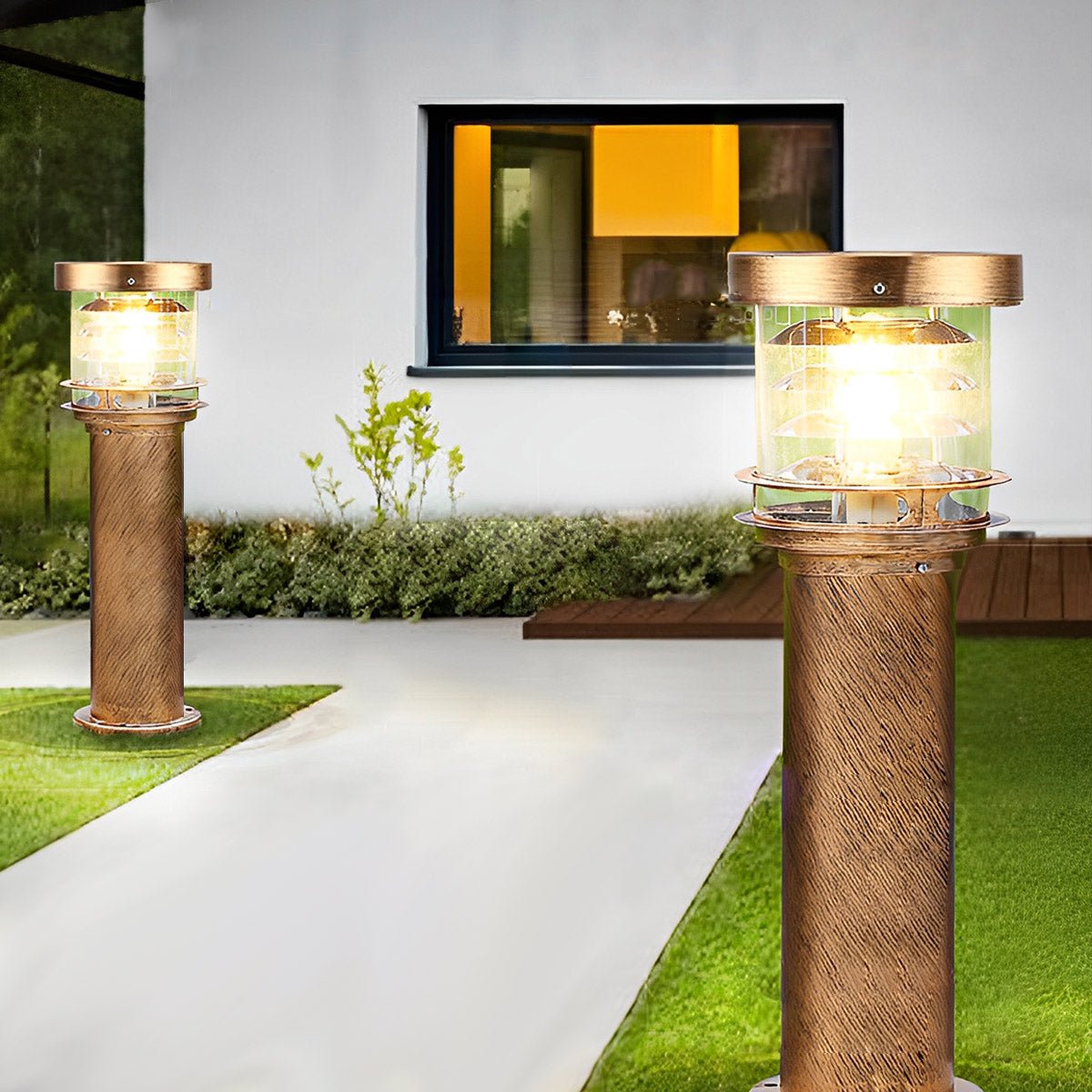 Vandtæt cylinderformet LED udendørslampe til have og terrasse Græsplænelampe Tech Butik Bronze Sol 20 cm L x 80 cm H