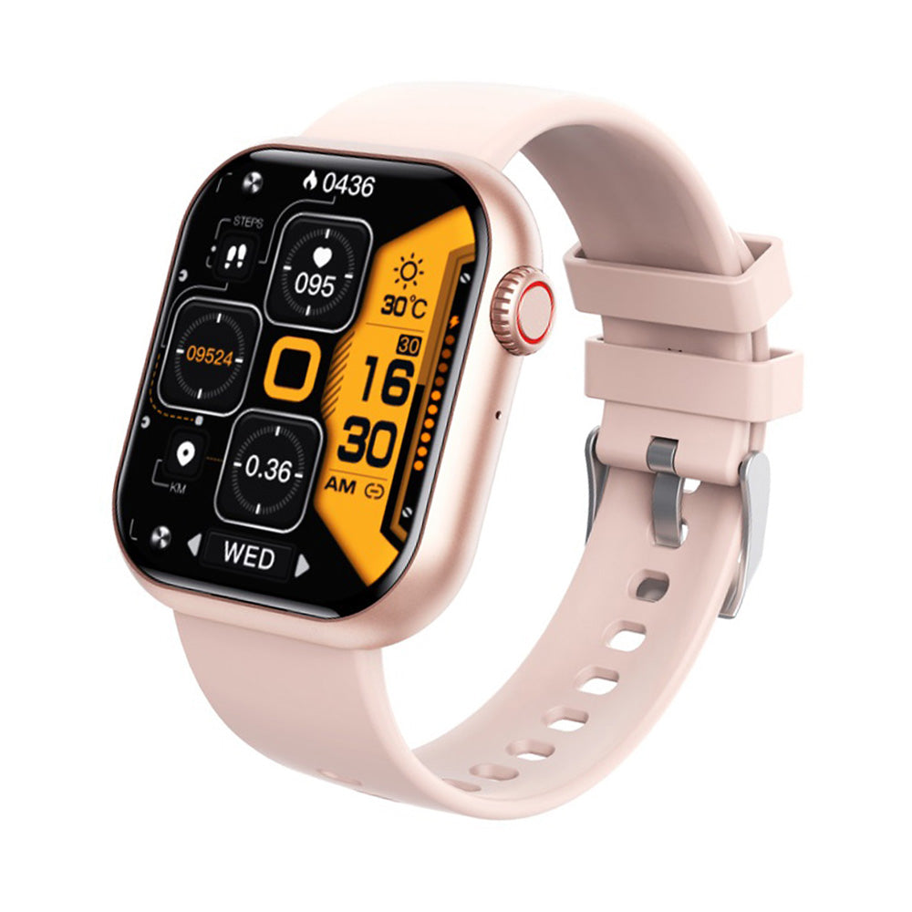 Vandtæt Smartwatch med Sundhedssporing Blodsukker Blodtryk og Søvnovervågning Smartwatches Tech Butik F57 Guld/Silikonrosa