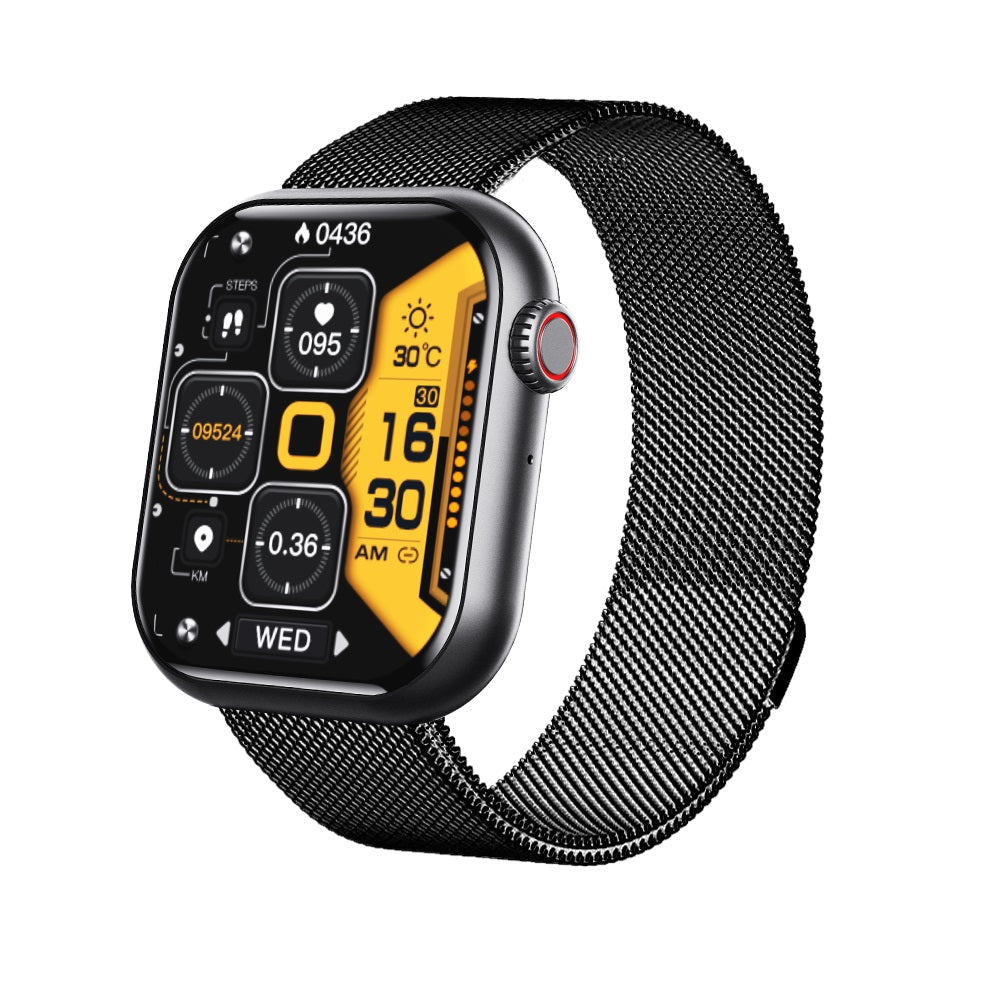 Vandtæt Smartwatch med Sundhedssporing Blodsukker Blodtryk og Søvnovervågning Smartwatches Tech Butik F57 Anlauffarben/Sort Milano